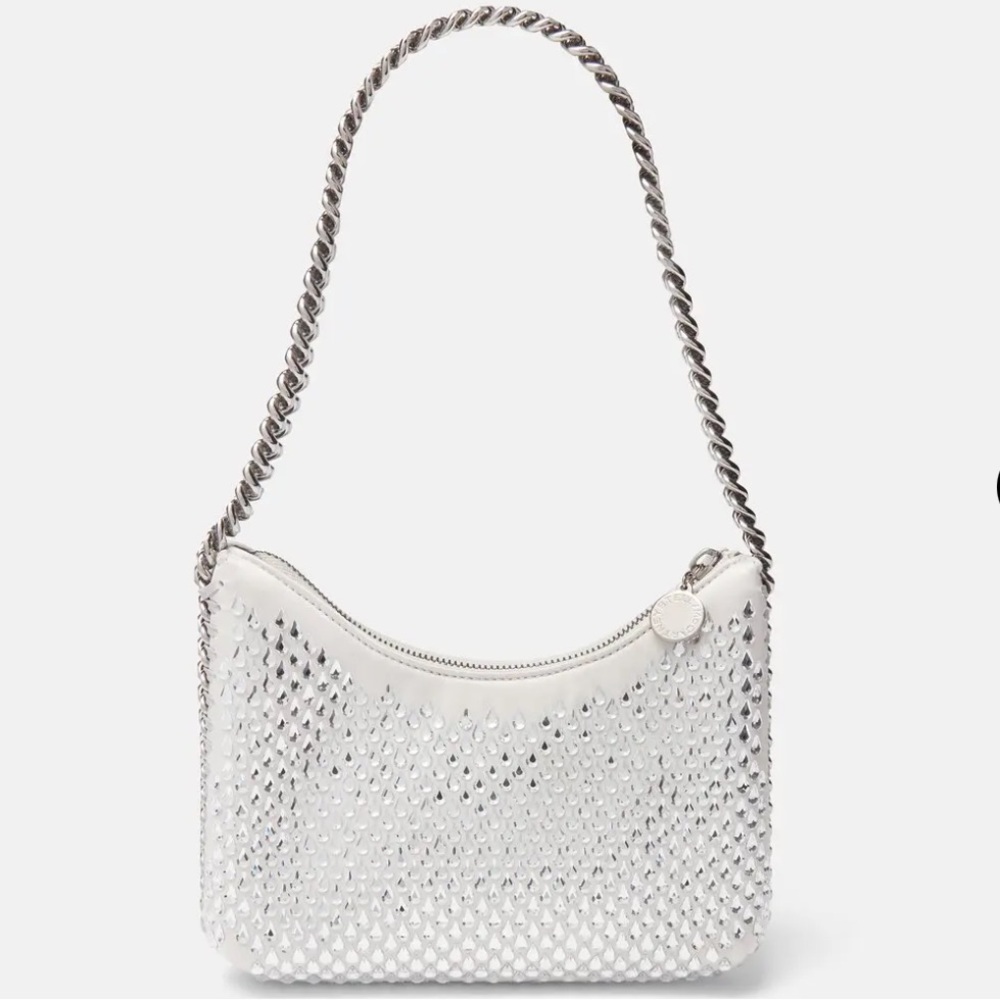STELLA MCCARTNEY Falabella Crystal Hotfix Zippered Mesh Shoulder RETAIL 1,395 - Picture 3 of 12